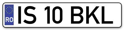 Placuta inmatriculare numar auto  IS-10-BKL, IS 10 BKL, IS10BKL