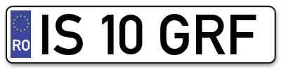 Placuta inmatriculare numar auto  IS-10-GRF, IS 10 GRF, IS10GRF