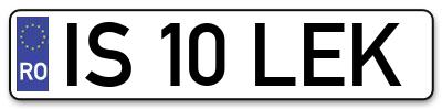 Placuta inmatriculare numar auto  IS-10-LEK, IS 10 LEK, IS10LEK