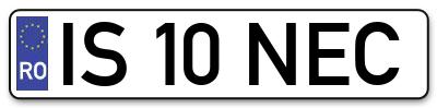 Placuta inmatriculare numar auto  IS-10-NEC, IS 10 NEC, IS10NEC