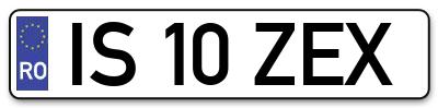 Placuta inmatriculare numar auto  IS-10-ZEX, IS 10 ZEX, IS10ZEX