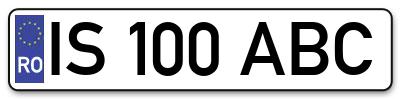Placuta inmatriculare numar auto  IS-100-ABC, IS 100 ABC, IS100ABC