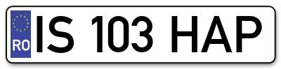 Placuta inmatriculare numar auto  IS-103-HAP, IS 103 HAP, IS103HAP