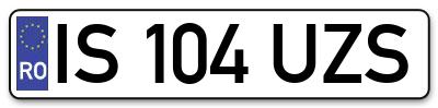 Placuta inmatriculare numar auto  IS-104-UZS, IS 104 UZS, IS104UZS