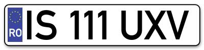Placuta inmatriculare numar auto  IS-111-UXV, IS 111 UXV, IS111UXV