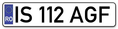 Placuta inmatriculare numar auto  IS-112-AGF, IS 112 AGF, IS112AGF