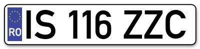 Placuta inmatriculare numar auto  IS-116-ZZC, IS 116 ZZC, IS116ZZC
