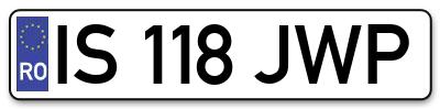 Placuta inmatriculare numar auto  IS-118-JWP, IS 118 JWP, IS118JWP