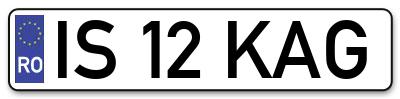 Placuta inmatriculare numar auto  IS-12-KAG, IS 12 KAG, IS12KAG