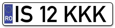 Placuta inmatriculare numar auto  IS-12-KKK, IS 12 KKK, IS12KKK