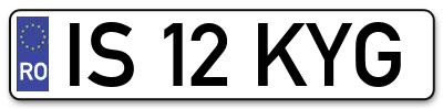 Placuta inmatriculare numar auto  IS-12-KYG, IS 12 KYG, IS12KYG