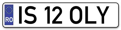 Placuta inmatriculare numar auto  IS-12-OLY, IS 12 OLY, IS12OLY