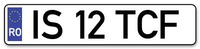 Placuta inmatriculare numar auto  IS-12-TCF, IS 12 TCF, IS12TCF