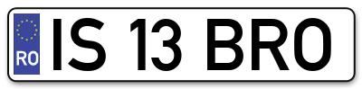 Placuta inmatriculare numar auto  IS-13-BRO, IS 13 BRO, IS13BRO