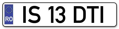 Placuta inmatriculare numar auto  IS-13-DTI, IS 13 DTI, IS13DTI