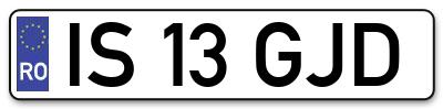 Placuta inmatriculare numar auto  IS-13-GJD, IS 13 GJD, IS13GJD