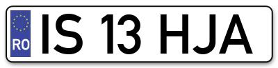 Placuta inmatriculare numar auto  IS-13-HJA, IS 13 HJA, IS13HJA