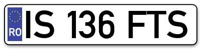 Placuta inmatriculare numar auto  IS-136-FTS, IS 136 FTS, IS136FTS