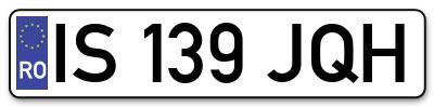 Placuta inmatriculare numar auto  IS-139-JQH, IS 139 JQH, IS139JQH