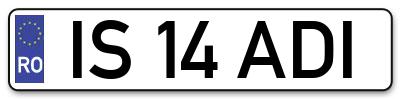 Placuta inmatriculare numar auto  IS-14-ADI, IS 14 ADI, IS14ADI