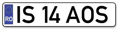 Placuta inmatriculare numar auto  IS-14-AOS, IS 14 AOS, IS14AOS