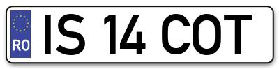 Placuta inmatriculare numar auto  IS-14-COT, IS 14 COT, IS14COT