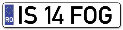 Placuta inmatriculare numar auto  IS-14-FOG, IS 14 FOG, IS14FOG