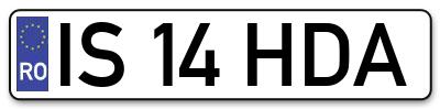Placuta inmatriculare numar auto  IS-14-HDA, IS 14 HDA, IS14HDA
