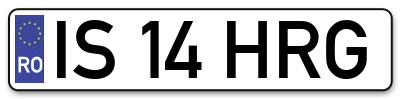 Placuta inmatriculare numar auto  IS-14-HRG, IS 14 HRG, IS14HRG