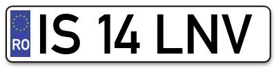 Placuta inmatriculare numar auto  IS-14-LNV, IS 14 LNV, IS14LNV