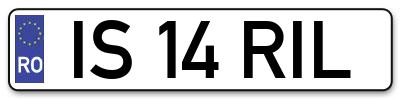 Placuta inmatriculare numar auto  IS-14-RIL, IS 14 RIL, IS14RIL