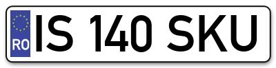 Placuta inmatriculare numar auto  IS-140-SKU, IS 140 SKU, IS140SKU