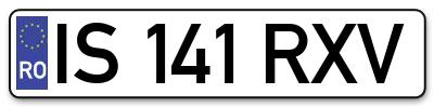 Placuta inmatriculare numar auto  IS-141-RXV, IS 141 RXV, IS141RXV
