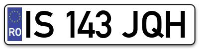 Placuta inmatriculare numar auto  IS-143-JQH, IS 143 JQH, IS143JQH