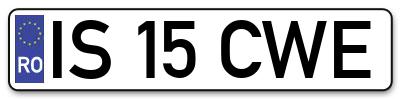 Placuta inmatriculare numar auto  IS-15-CWE, IS 15 CWE, IS15CWE