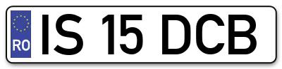 Placuta inmatriculare numar auto  IS-15-DCB, IS 15 DCB, IS15DCB