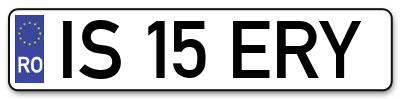 Placuta inmatriculare numar auto  IS-15-ERY, IS 15 ERY, IS15ERY