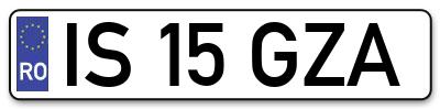 Placuta inmatriculare numar auto  IS-15-GZA, IS 15 GZA, IS15GZA