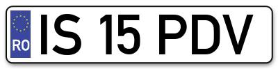 Placuta inmatriculare numar auto  IS-15-PDV, IS 15 PDV, IS15PDV