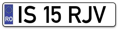 Placuta inmatriculare numar auto  IS-15-RJV, IS 15 RJV, IS15RJV