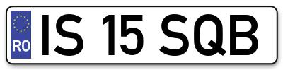 Placuta inmatriculare numar auto  IS-15-SQB, IS 15 SQB, IS15SQB