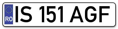 Placuta inmatriculare numar auto  IS-151-AGF, IS 151 AGF, IS151AGF