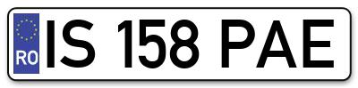 Placuta inmatriculare numar auto  IS-158-PAE, IS 158 PAE, IS158PAE