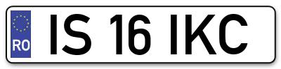 Placuta inmatriculare numar auto  IS-16-IKC, IS 16 IKC, IS16IKC
