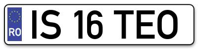 Placuta inmatriculare numar auto  IS-16-TEO, IS 16 TEO, IS16TEO