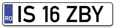 Placuta inmatriculare numar auto  IS-16-ZBY, IS 16 ZBY, IS16ZBY