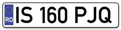 Placuta inmatriculare numar auto  IS-160-PJQ, IS 160 PJQ, IS160PJQ