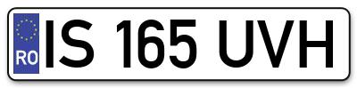 Placuta inmatriculare numar auto  IS-165-UVH, IS 165 UVH, IS165UVH