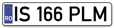 Placuta inmatriculare numar auto  IS-166-PLM, IS 166 PLM, IS166PLM