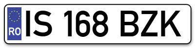 Placuta inmatriculare numar auto  IS-168-BZK, IS 168 BZK, IS168BZK